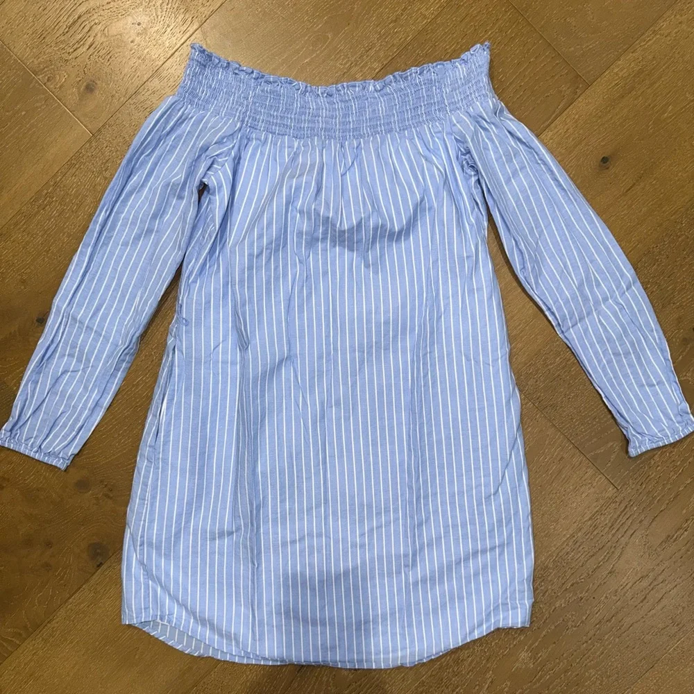 express blue and white striped dress On The Way Blue & White Striped Shift Dress, Large - The Mint Julep Boutique main image 1